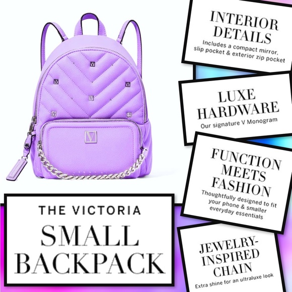 Victoria's Secret Lavender Purple Pastel Small Back Pack backpack NWT PINK bag - Picture 1 of 2